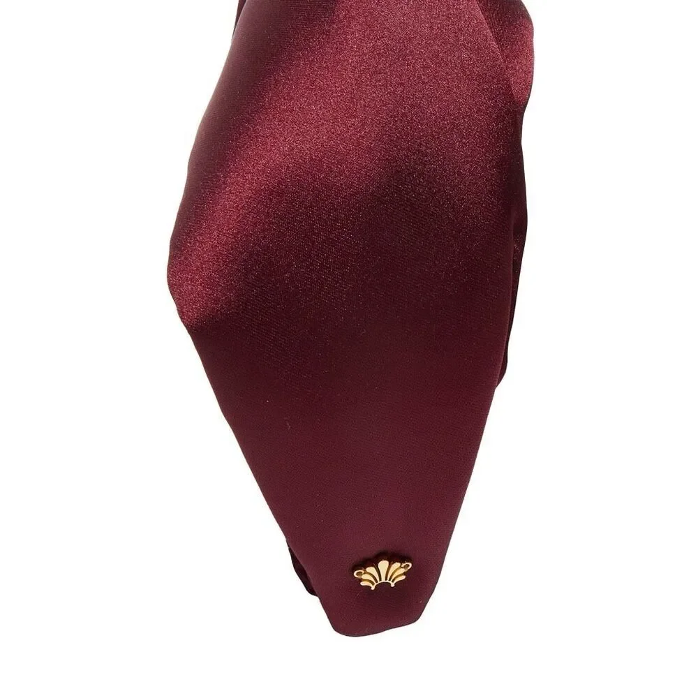 Lele Sadoughi Plum Greta Silk Classic Iconic 1.5” Twist Knotted Headband OS